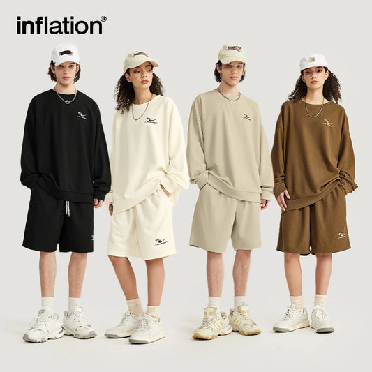 INFLATION Pique Fabric Embroidery Oversized Tracksuit