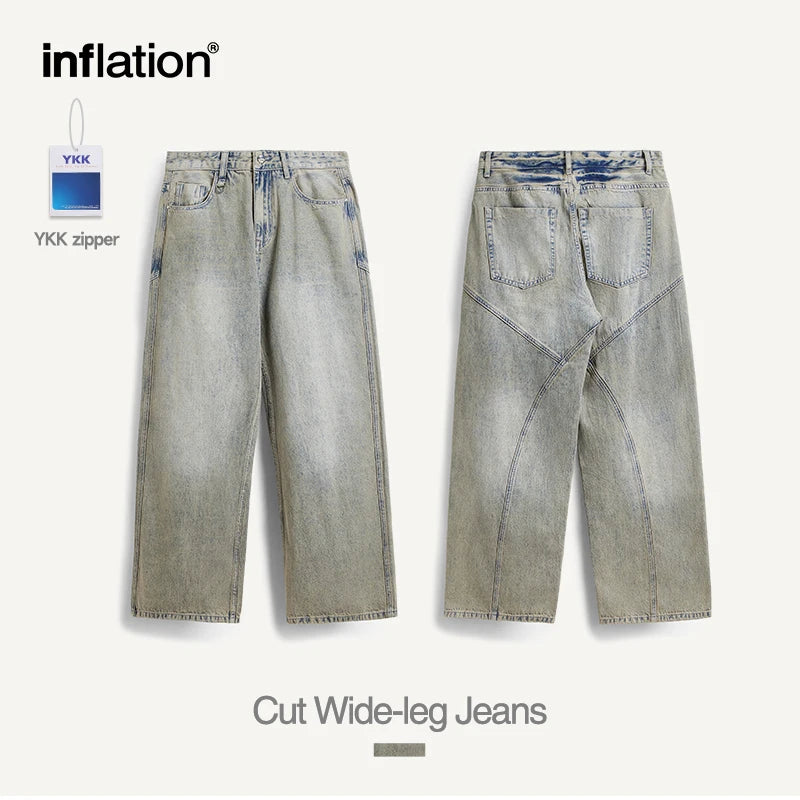 INFLATION Streetwear Irregular Stitching Jeans - INFLATION