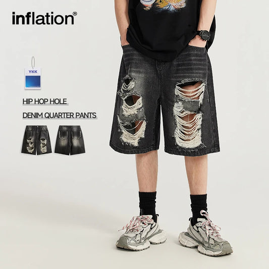 INFLATION Streetwear Ripped Hip Hop Jeans Shorts