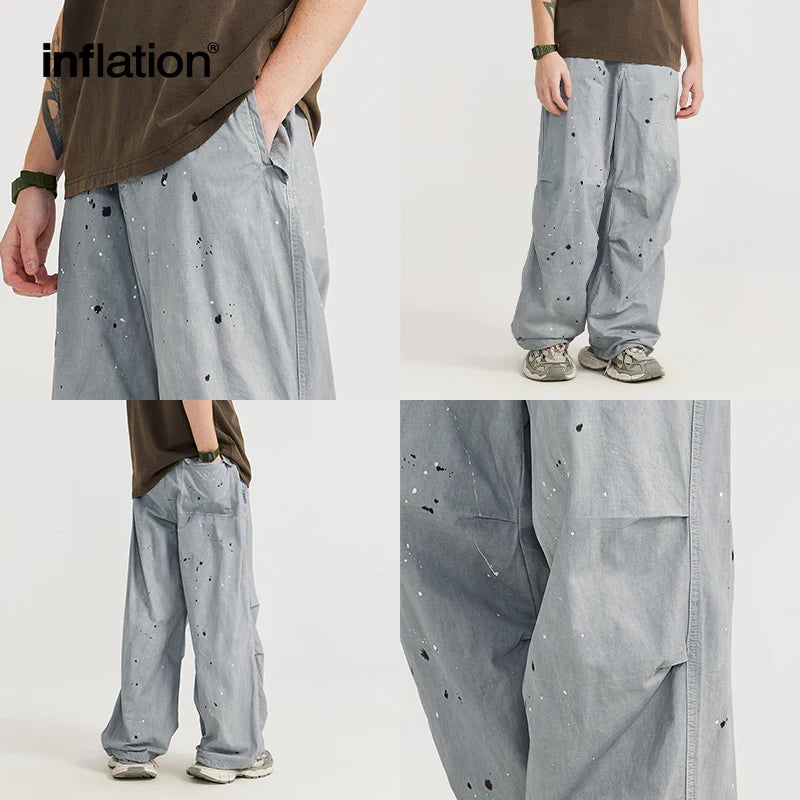 INFLATION Streetwear Washed Splashed Parachute Pants - INFLATION