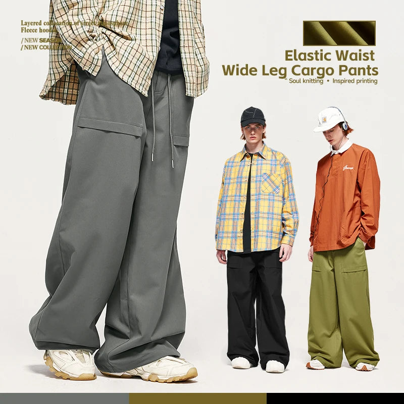 INFLATION Unisex Wide Leg Cargo Pants Plus Size
