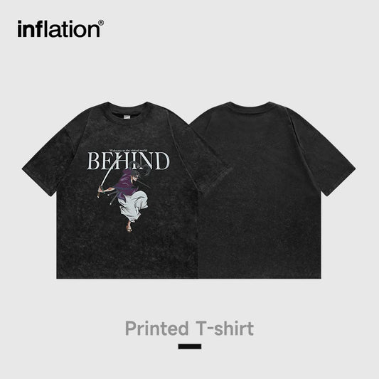 INFLATION Distressed Effect Japanese Anime T-shirt - INFLATION