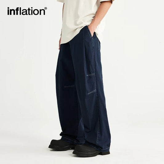 INFLATION Washed Bamboo Cotton Wide-leg Pants