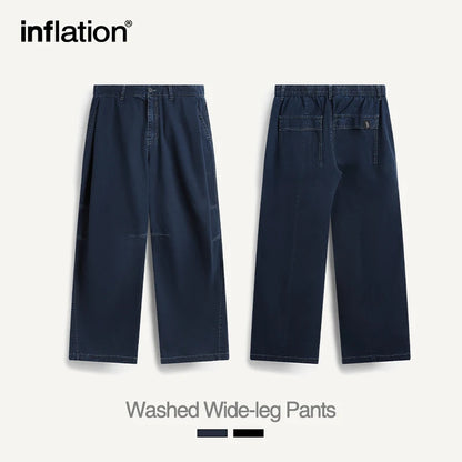 INFLATION Washed Bamboo Cotton Wide-leg Pants - INFLATION