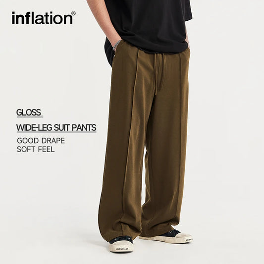 INFLATION High Waist Double Pleat Straight Leg Suit Pants