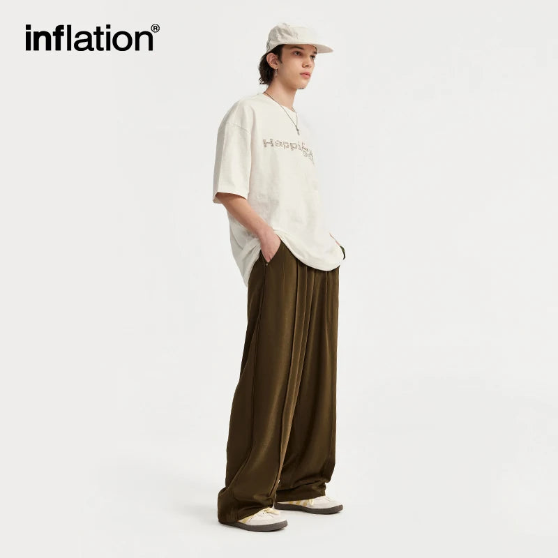 INFLATION High Waist Double Pleat Straight Leg Suit Pants - INFLATION