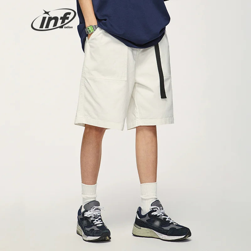 INFLATION Harajuku Loose Fit Cargo Shorts with Belt - INFLATION