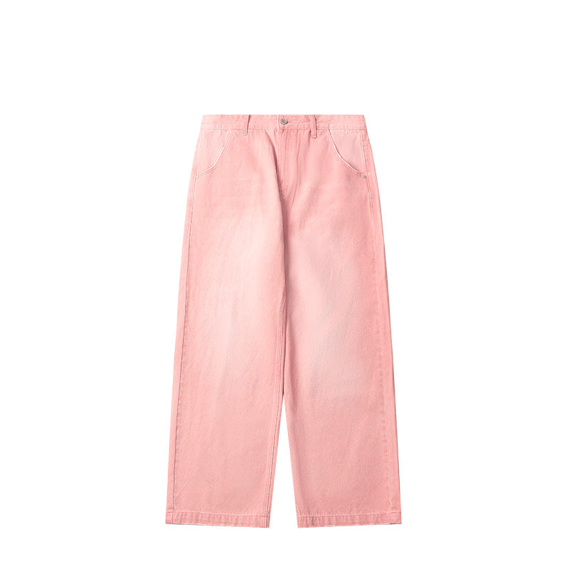INFLATION Pink Wide Leg Jeans Unisex - INFLATION