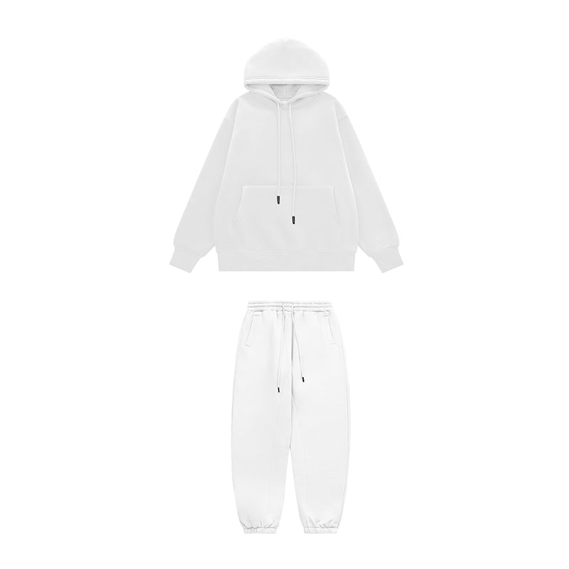 INFLATION White 350gsm Fabric Premium Hoodie and Sweatpant Set in White - INFLATION
