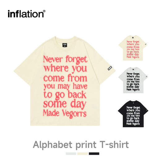 INFLATION Original casual rope embroidered lettering t-shirt - INFLATION