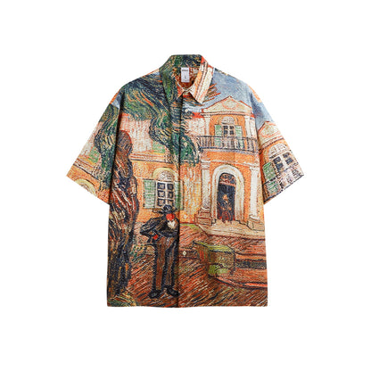 INFLATION Colorful Oil Painting Seersucker Shirts