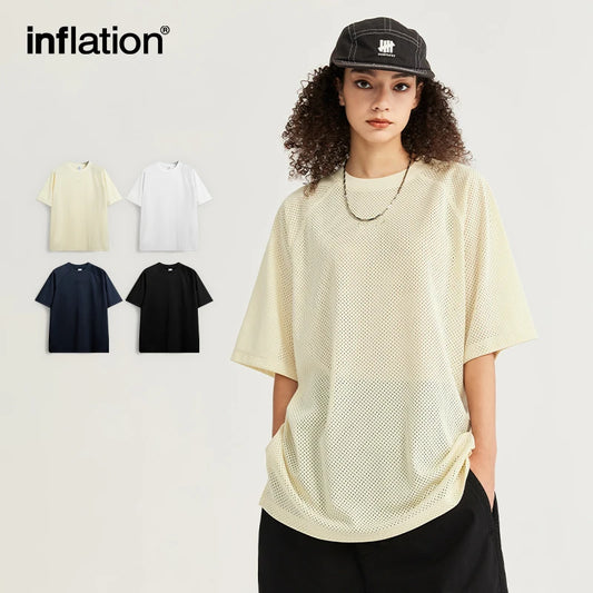 INFLATION Mesh Breathable Mens t-shirt Streetwear - INFLATION