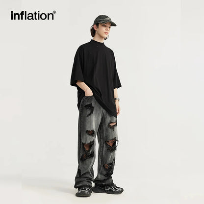 INFLATION Washed Ripped Distressed Jeans Men Streetwear