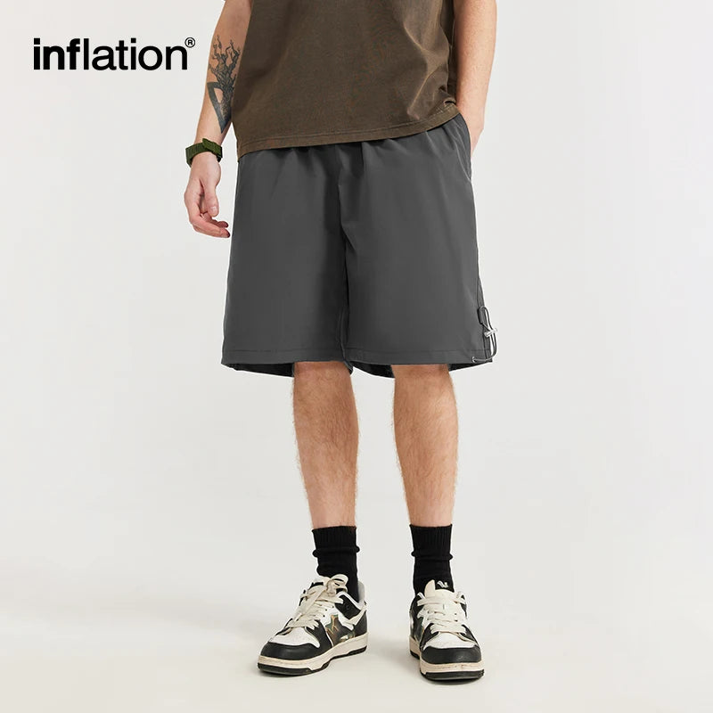 INFLATION Outdoor Sportswear Elastic Waist Staright Leg Shorts - INFLATION