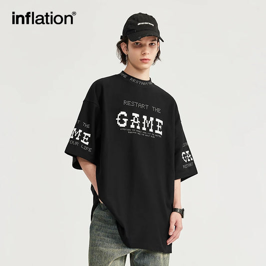 INFLATION Heavyweight Puff Printing Oversize Tees Men Streetwear - INFLATION