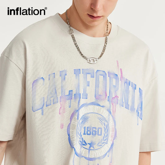 INFLATION Vintage Tie-Dye Letter Printed T-shirt Mens - INFLATION