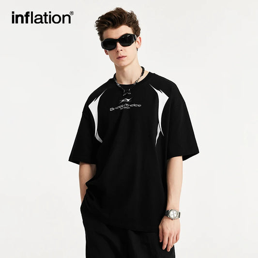 INFLATION Streetwear Graphic Printed Drop Shoulder Tees - INFLATION