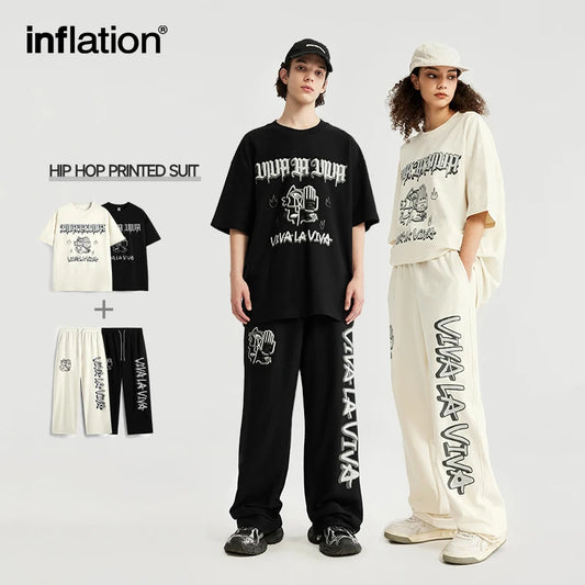 INFLATION Summer Streetwear Tracksuit Mens Oversized