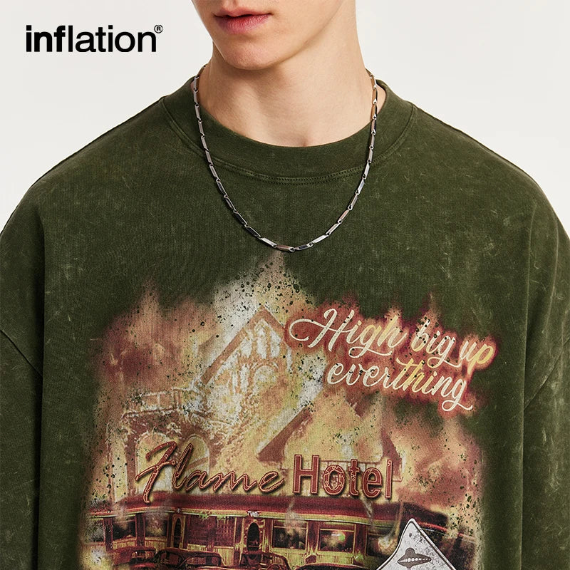 INFLATION Heavyweight Street Style Washed T-shirts - INFLATION