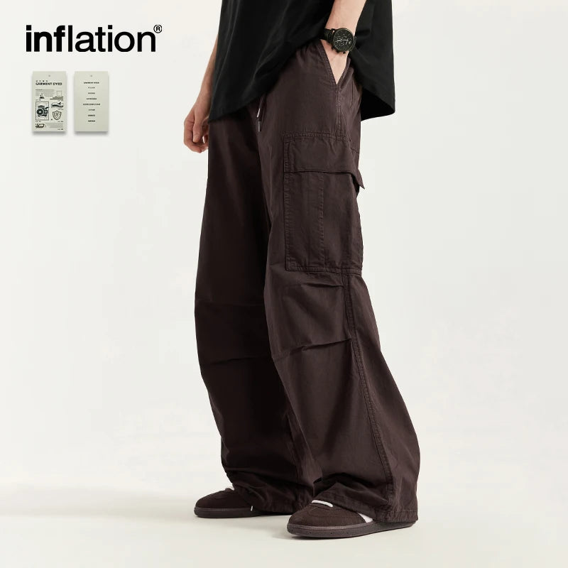 INFLATION Minimalism Washed Wide Leg Cargo Pants Unisex - INFLATION