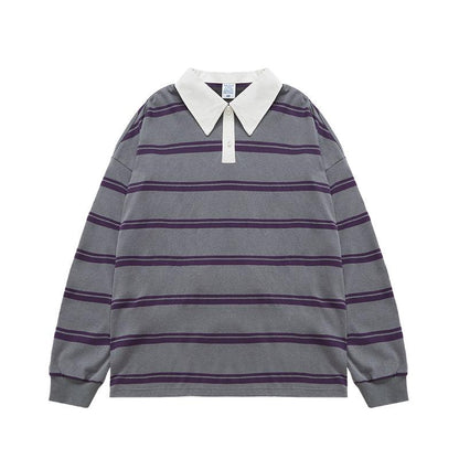 INFLATION Cityboy Striped Oversized Rugby Tees - INFLATION