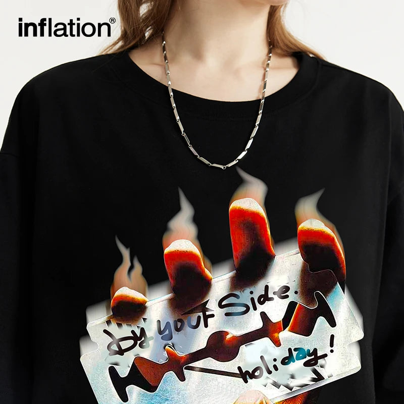 INFLATION Streetwear Graphic Printed Cotton Short Sleeve Tees - INFLATION