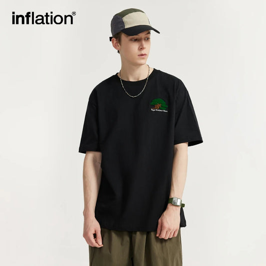 INFLATION Premium Embroidery Cotton TShirts - INFLATION