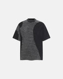 striped patchwork washed oversized t shirt