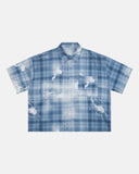 mens boxy tencel plaid print shirt