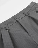 Pinstripe Pleated Ring Detail Tailored Shorts | Inflation Streetwear