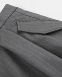 Pinstripe Pleated Ring Detail Tailored Shorts | Inflation Streetwear