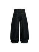 Black Buttons Up Barrel Baggy Jeans | Inflation Streetwear