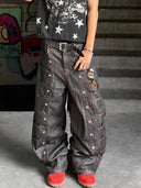 Metal Buckle Stitching Straight Leg Jeans | Inflation Streetwear