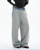 Denim Patchwork Straight Leg Sweatpant | Inflation Streetwear
