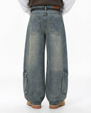 Drawstring Multi-Pocket Cargo Barrel Jeans | Inflation Streetwear