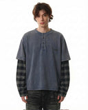 Distressed Plaid Layered Long Sleeve Tees | Inflation Streetwear