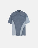 panel washed boxy cropped t shirt