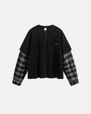 Distressed Plaid Layered Long Sleeve Tees | Inflation Streetwear