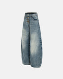 Aicd Washed Whisker Clasp Barrel Jeans | Inflation Streetwear