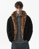 Faux Fur Leopard Sueded Hooded Jacket | INFLATION Streetwear