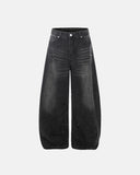 vintage washed rhinestone barrel jeans front view