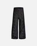 Metal Buckle Stitching Straight Leg Jeans | Inflation Streetwear