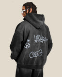 INFLATION Graffiti Washed Zip Up Hoodies