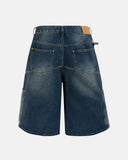 panel design utility denim shorts streetwear