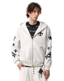 Cross PU Patch Embroidery Zip Up Hoodies | Inflation Streetwear