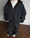 Faux Fur Pinstripe Padded Jacket | Inflation Streetwear