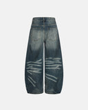 Distressed Faded Wash Barrel Denim Jeans | Inflation Streetwear
