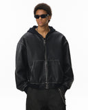 Faux Leather Hooded Bomber Jacket| Inflation Streetwear