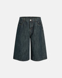 Raw wide-leg long jorts for city boy styling