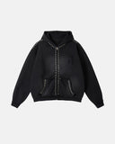 Monkey Washed Rhinestone Studded Zip Up Hoodie | Inflation Streetwear